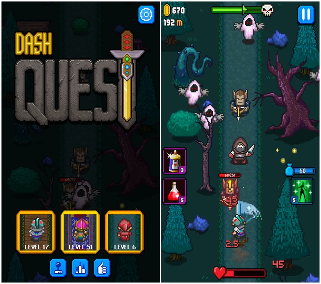 Dash Quest: game chạy vô tận kết hợp cùng phong cách nhập vai chiến đấu