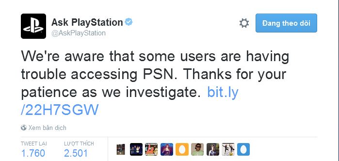Hệ thống Playstation Network của Sony bất ngờ ngưng hoạt động