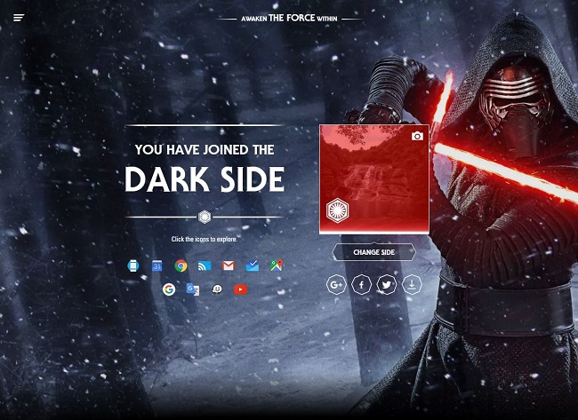 Biến đổi tiện ích của Google theo phong cách Star Wars