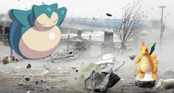 Pokemon quý xuất hiện khi bão, bão giật cấp 11 vẫn đầy game thủ đi bắt Pokemon