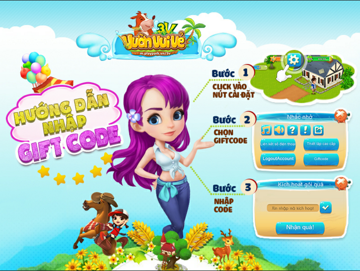 Playpark tặng 200 Giftcode game Vườn Vui Vẻ