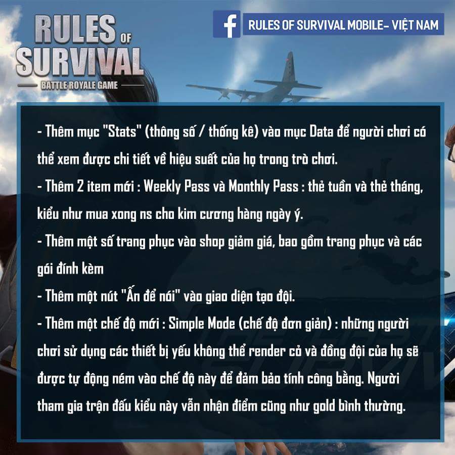 Chi tiết bản cập nhật mới của Rules of Survival