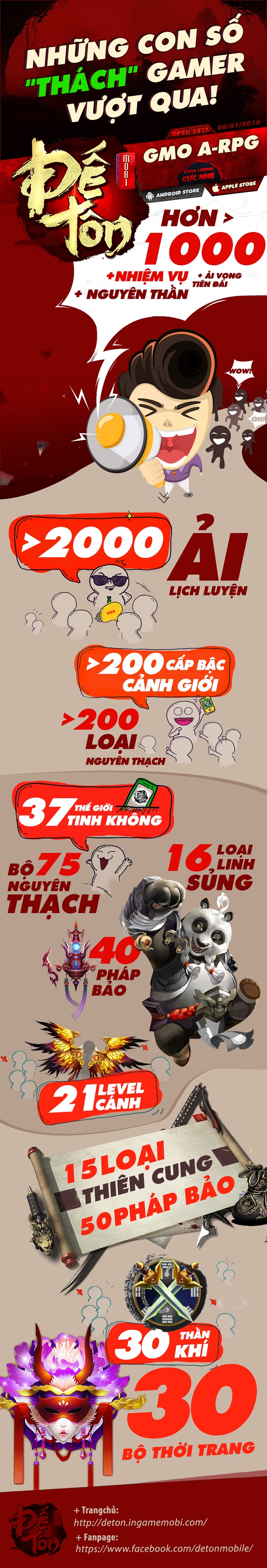Infographics - Đế Tôn Mobi và những con số 'thách' người chơi vượt qua