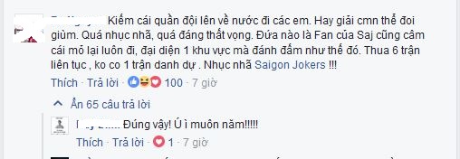 Đăng status xin lỗi người hâm mộ – Saigon Jokers nhận hàng loạt sự chỉ trích