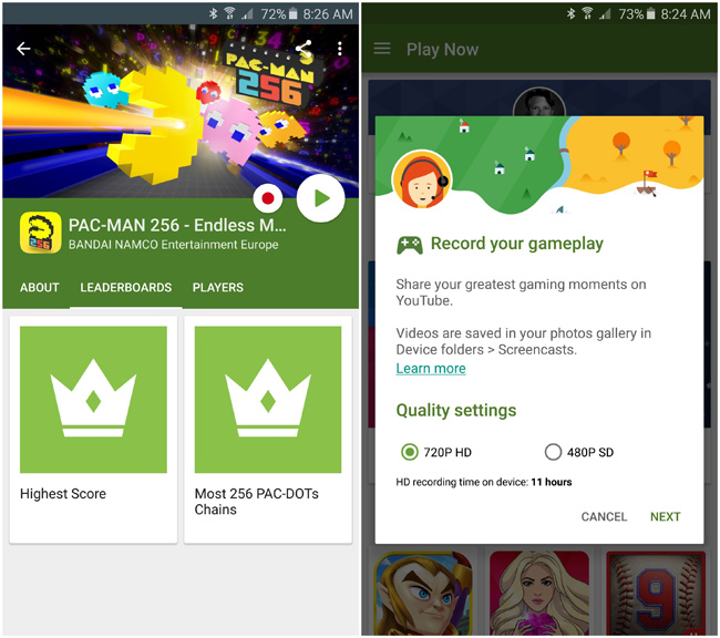 Google play hỗ trợ người chơi chia sẻ nhanh đoạn cảnh chơi game