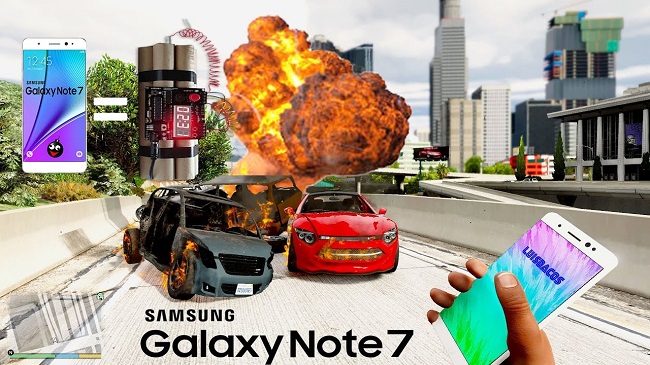 Chết cười với bản mod GTA V có sự xuất hiện của bom Samsung Galaxy Note 7 