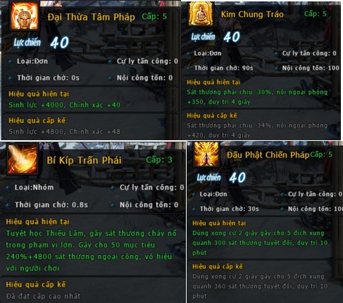 Tổng hợp skill 3 phái trong Webgame Võ Lâm Truyền Kỳ VNG