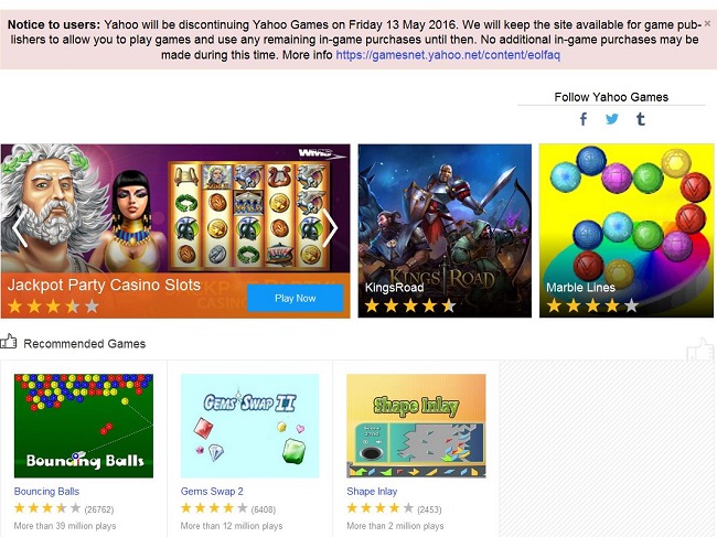 Một phần của tuổi thơ – Yahoo Games chuẩn bị đóng cửa 