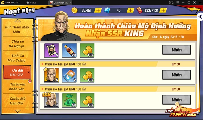 One Punch Man: The Strongest ra mắt anh hùng King