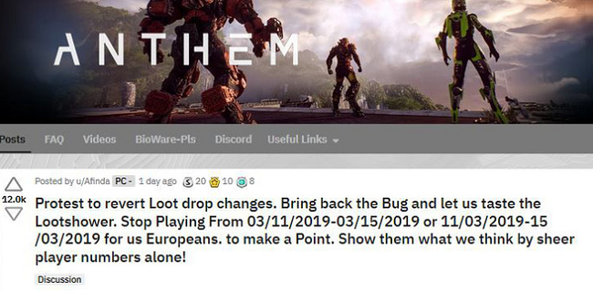 Tung cập nhật làm giảm tỷ lệ rơi đồ, nhà phát triển game Anthem bị cộng đồng dọa nghỉ chơi cả tuần