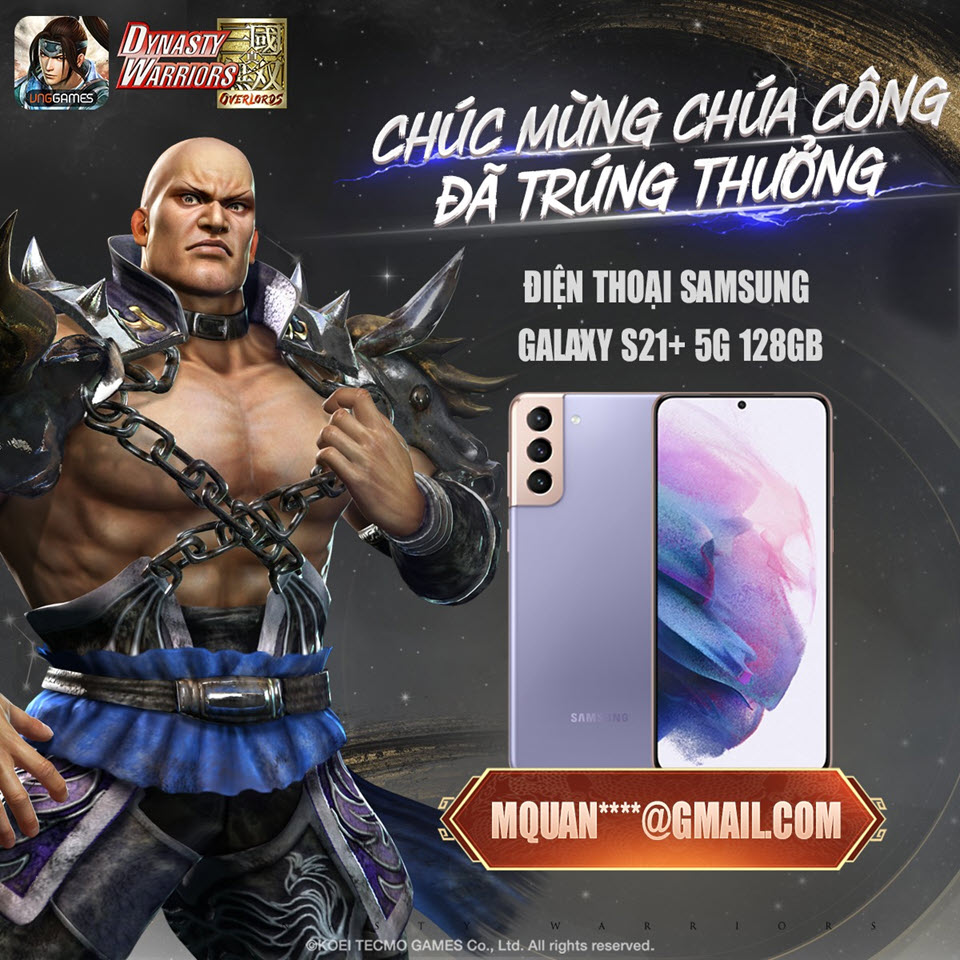 Đã có game thủ trúng Samsung Galaxy S21+ từ Dynasty Warriors: Overlords 