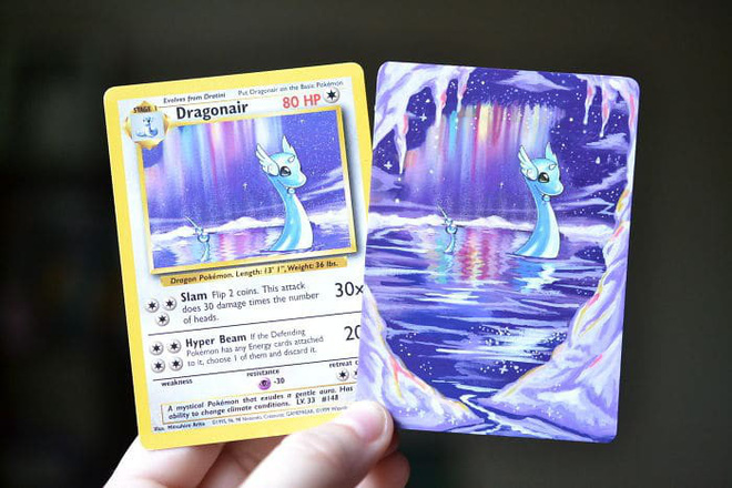 Mê mẫn khi thẻ bài Pokémon cũ kỹ thành tranh hoạt hình đầy màu sắc