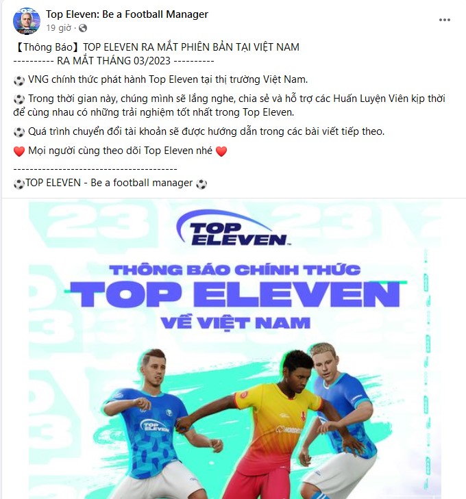 VNG sắp sửa phát hành Top Eleven tại Việt Nam