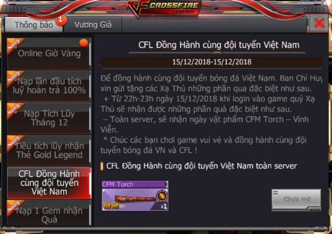 CrossFire Legends: Đồng hành Chung Kết cùng ĐTQG Việt Nam nhận ngay vũ khí cận chiến VIP miễn phí