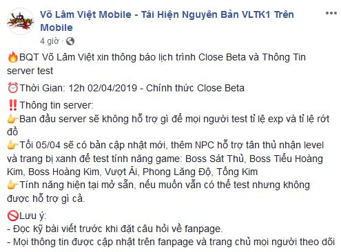 Võ Lâm Việt Mobile Closed Beta nhưng game thủ không vào được game