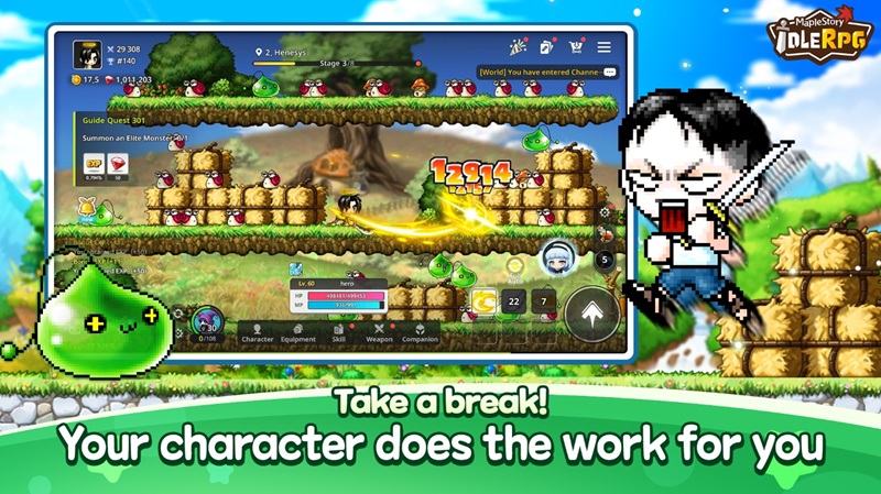 Huyền thoại Nấm Lùn MapleStory trở lại với bản Idle RPG "treo máy".