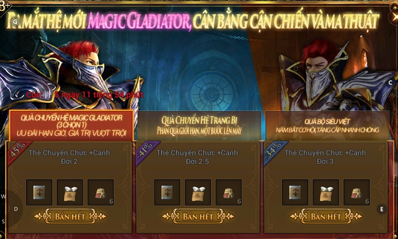 Chuyển chức cực nhanh, trải nghiệm sức mạnh siêu đỉnh của Magic Gladiator
