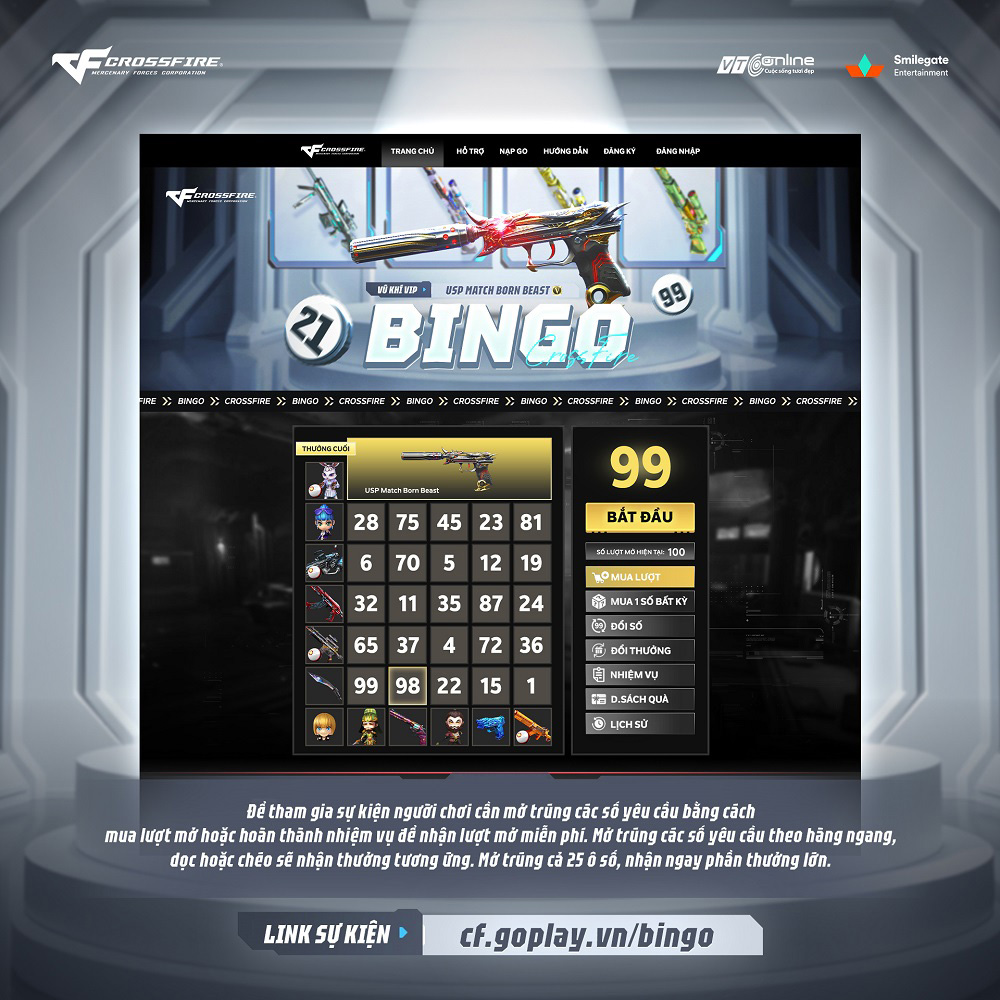Đột Kích giới thiệu sự trở lại của web sự kiện Bingo – lật số nhận thưởng