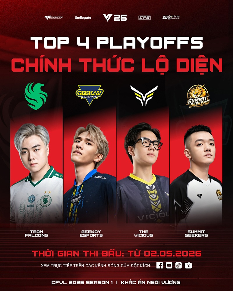 Lộ diện "tứ trụ" tranh vương: Chân dung top 4 Playoffs CFVL 2026 Season 1