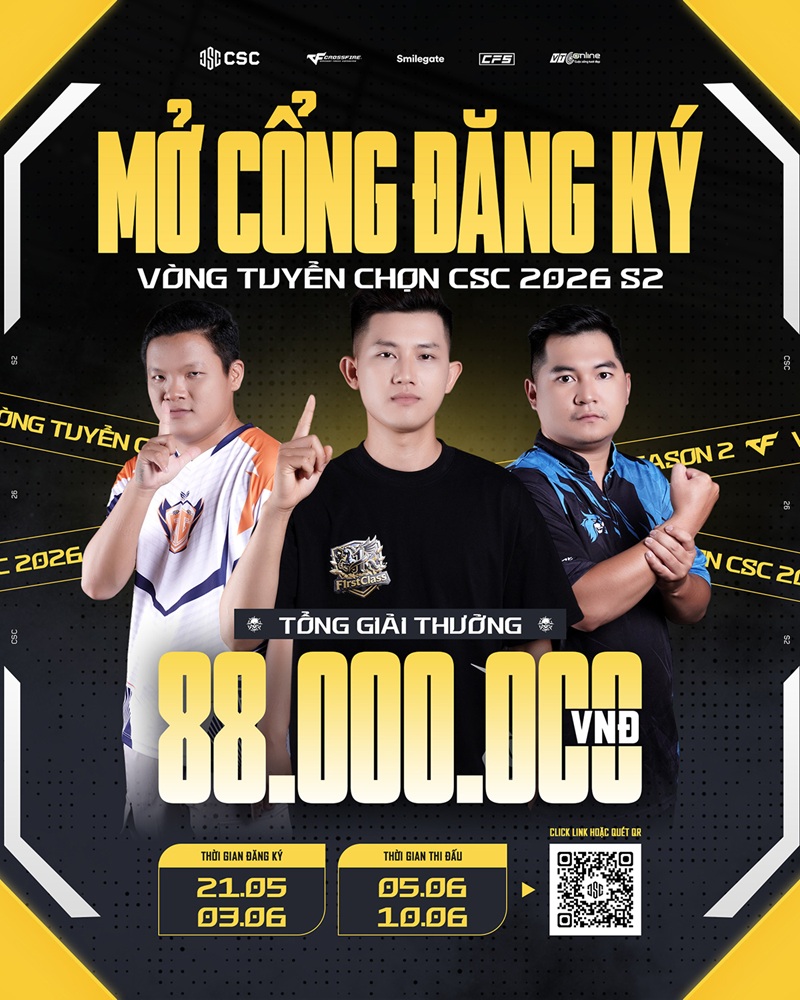 Vòng tuyển chọn CSC 2026 Season 2 mở đăng ký – cơ hội bước ra ánh sáng của các tài năng Đột Kích