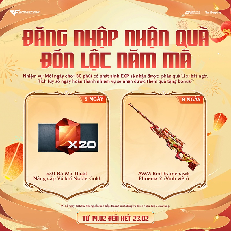 Crossfire đón tết với Đăng Nhập Nhận Quà, Đón Lộc Năm Mã và Kho Báu Hoàng Gia Valor Beast