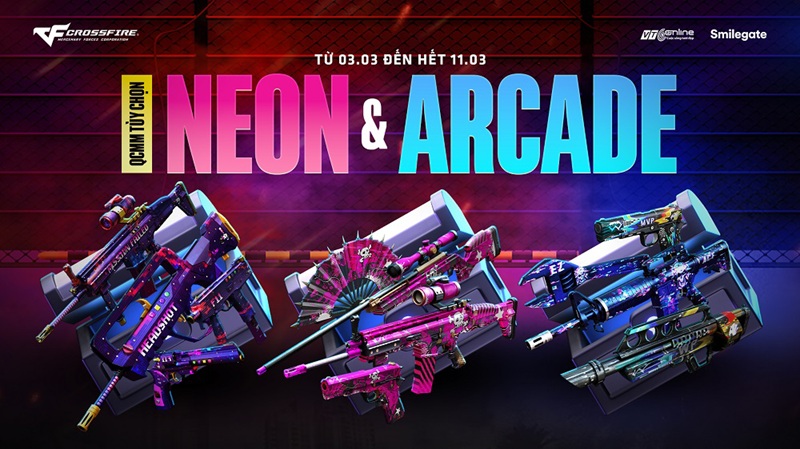 Crossfire khởi đầu tháng 3 sôi động với Kho báu Noble Gold & Unicorn - QCMM Tùy chọn Neon & Arcade