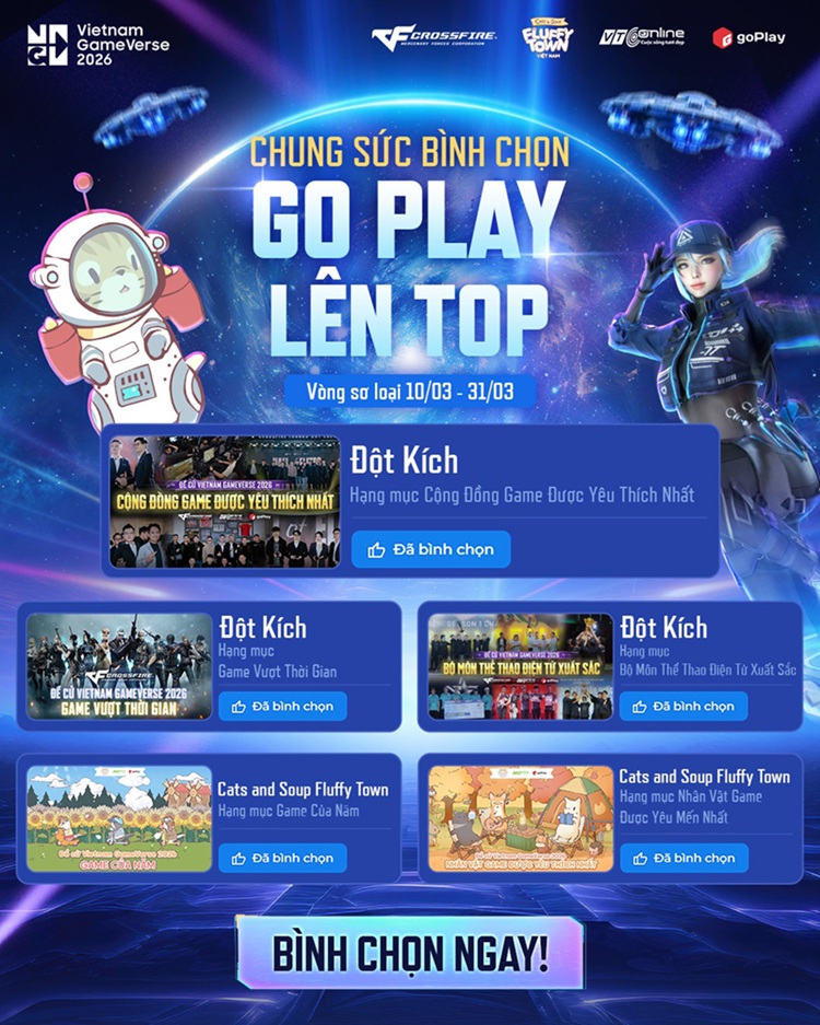 Tham gia Vietnam Gameverse 2026, GoPlay mang đến tượng đài Đột Kích và làn gió mới Cats & Soup