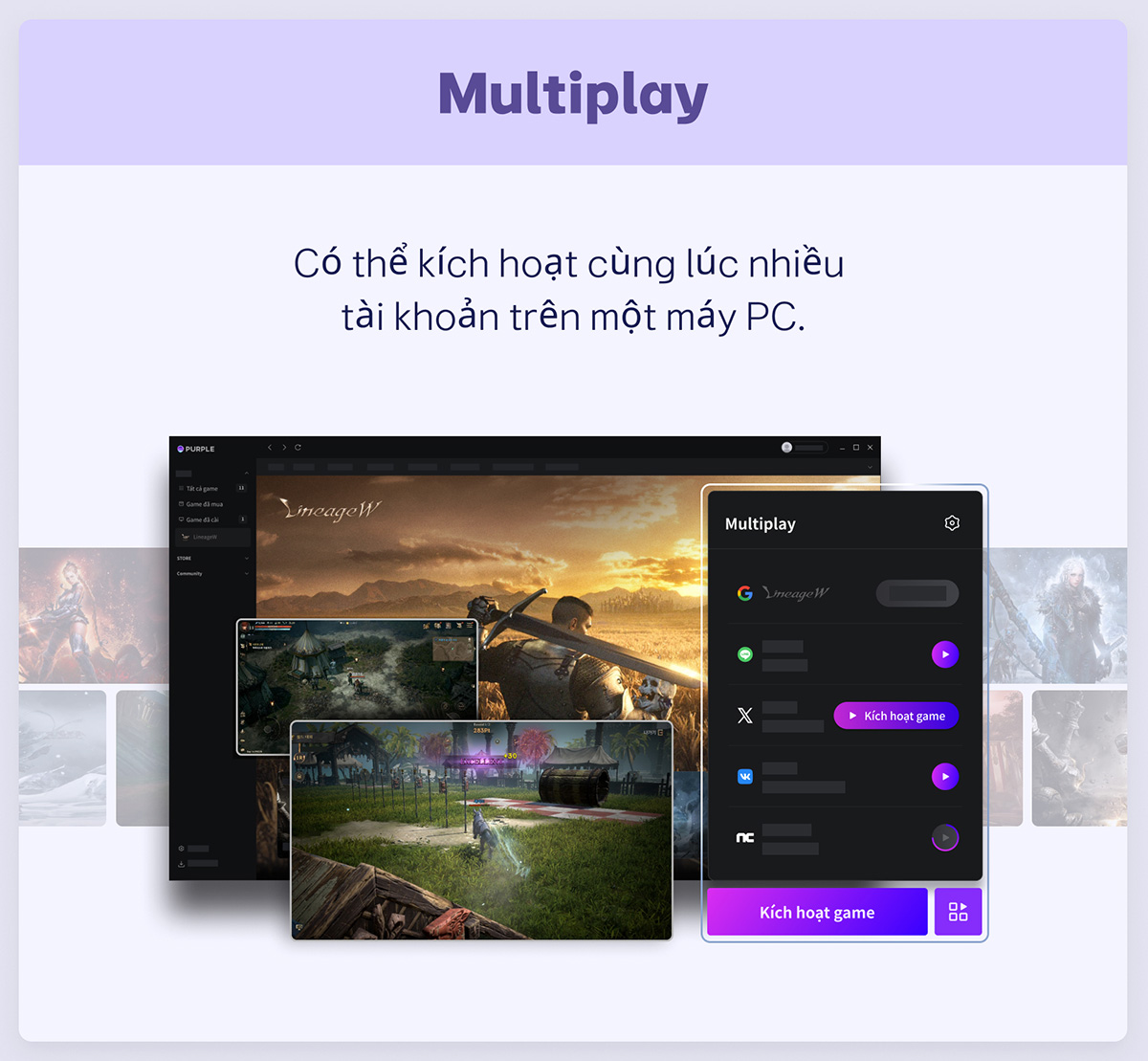 Đa nền tảng, công thành và khái niệm công nghệ cho kẻ thống trị trong Lineage W thông qua PURPLE