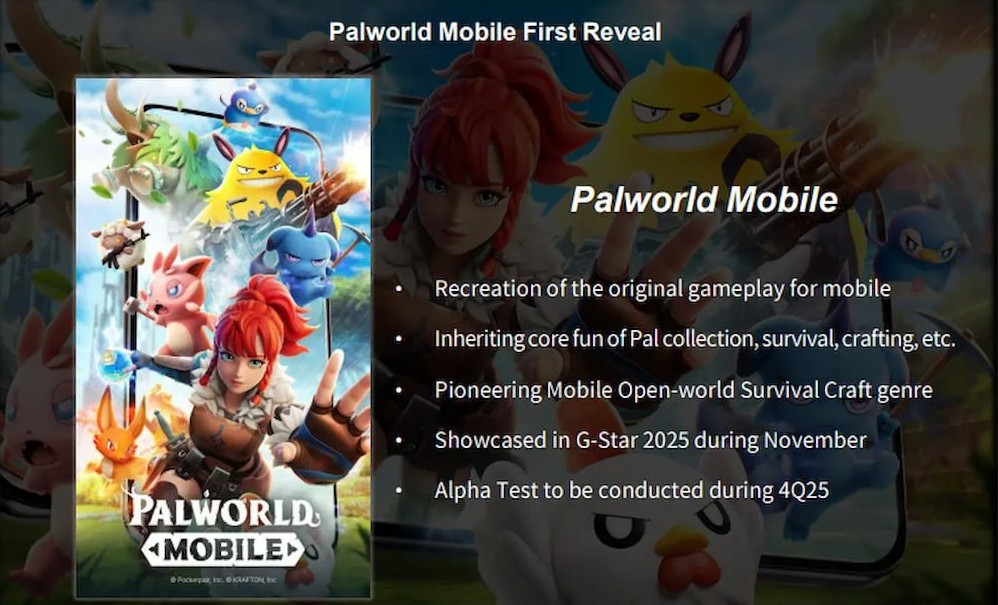 Palworld Mobile chốt Alpha Test cuối 2025, xác nhận từ KRAFTON