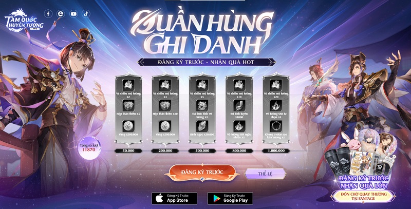 Tam Quốc Huyễn Tướng VNG: Khởi động sự kiện đăng ký trước, sẵn sàng gửi ngàn quà tặng cho người chơi