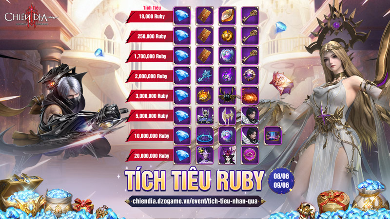 [08.06 - 09.06] Tích Tiêu Ruby + 100% KC